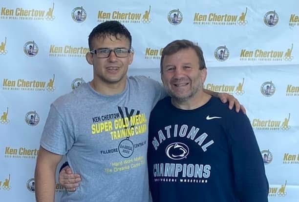 Coach Doyle Trout with Ken Chertow at Ken Chertow's summer wrestling camp