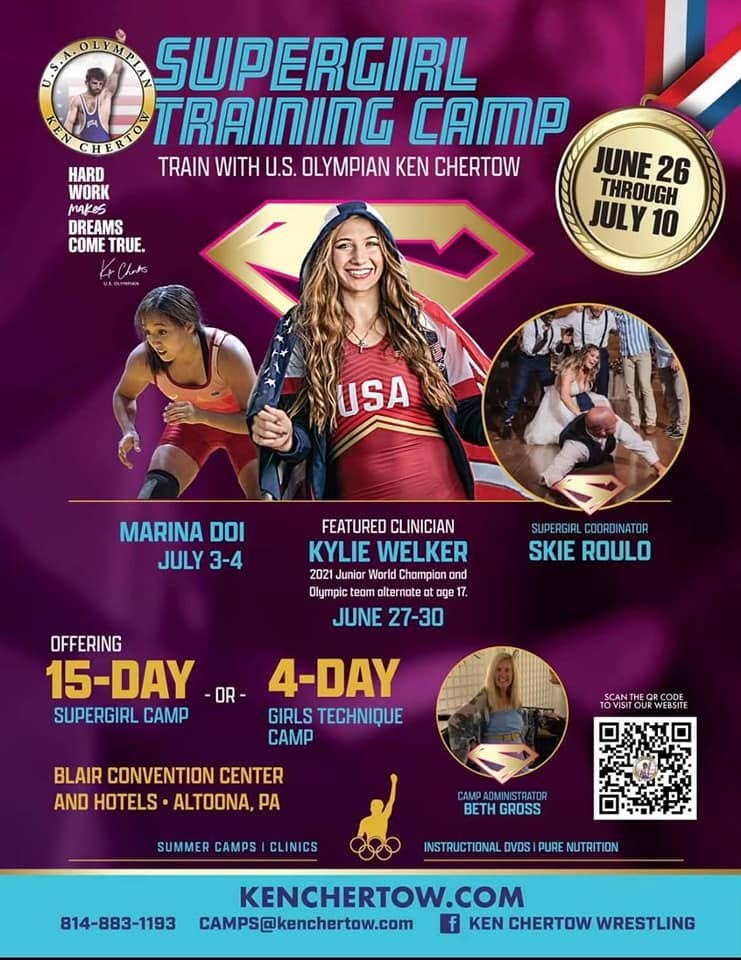 The original 2022 magenta SuperGirl Training Camp flyer featuring Kylie Welker